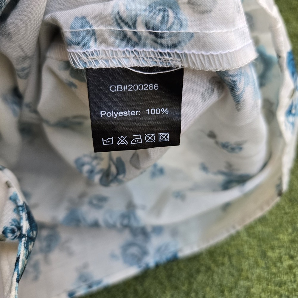 Oleana Top Women's Medium Cream/blue Floral Botton Up Tie Front - Picture 4 of 8
